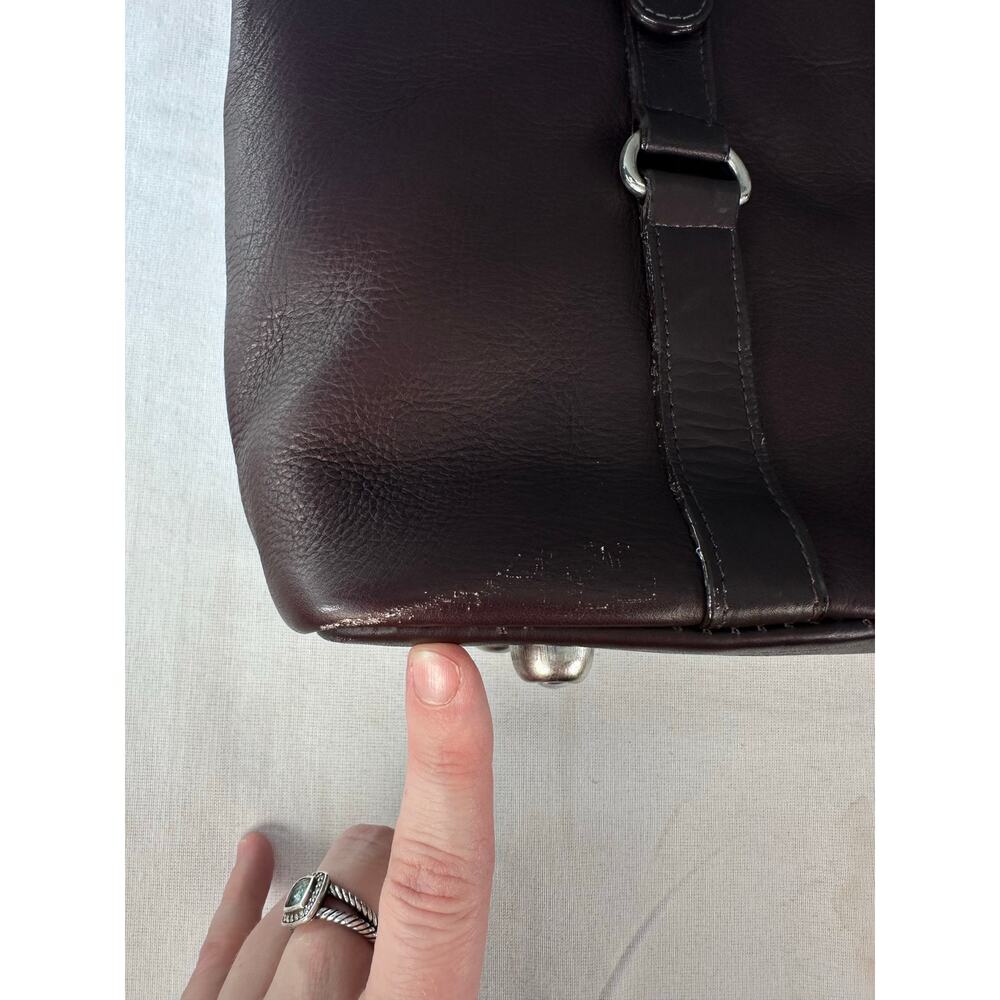 Claire Chase Executive 13"-15" Laptop Bag Dark Brown Leather Pockets Business - Picture 15 of 15